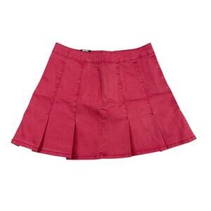 No Boundaries Pink Pleated Mini Skirt Size 13 Juniors Stretch Denim NWT Nobo